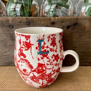 Anthropologie•NWOT•Letter “L”~Monogram “L”~Initial “L”•Ivory/Red/Teal•Retired🌼